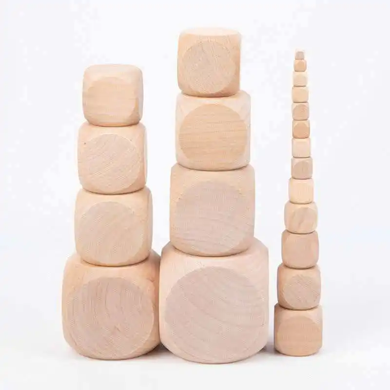 Blank Wooden Dice Unfinished Square Blocks 5/4/3/2CM Round Corner Cube DIY Graffiti Crafts Party Supplies Classroom Prizes