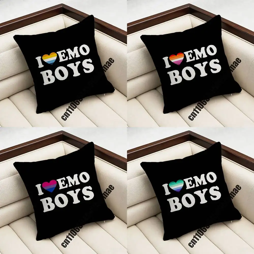 

For Bisexual Pansexual Lesbian LGBT I Love Emo Boys Icon Throw Pillow Case Sham 45x45cm Square Car Pillowcase Pad Cushion Cover