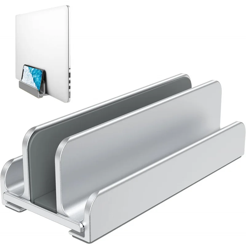 Vertical Laptop Stand, Aluminum Laptop Holder with Adjustable Dock, for Smartphones, Tablet, Laptops(Up to 17.3 inches) and More