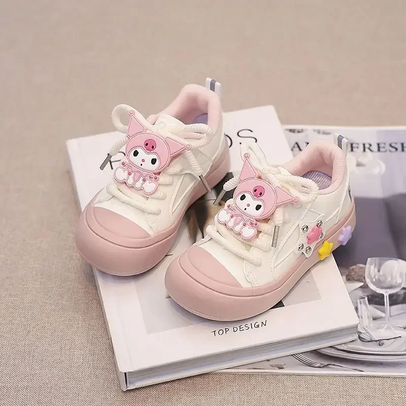 

Kuromi Sports Shoes Kawaii MINISO Ins Fashion Soft Spring Autumn Cute Cartoon Children Casual Board Sneakers Gifts for Girls