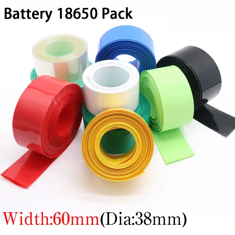 

2/5/10/50M Width 60mm PVC Heat Shrink Tube Insulated Film Wrap Protection Case Wire Cable Sleeve Lithium Battery 18650 Pack