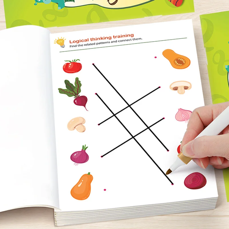 32 Page Logic Thinking Pattern Matching and Connecting Exercise Book, Cultivating Concentration, Enhancing Visual Cognition