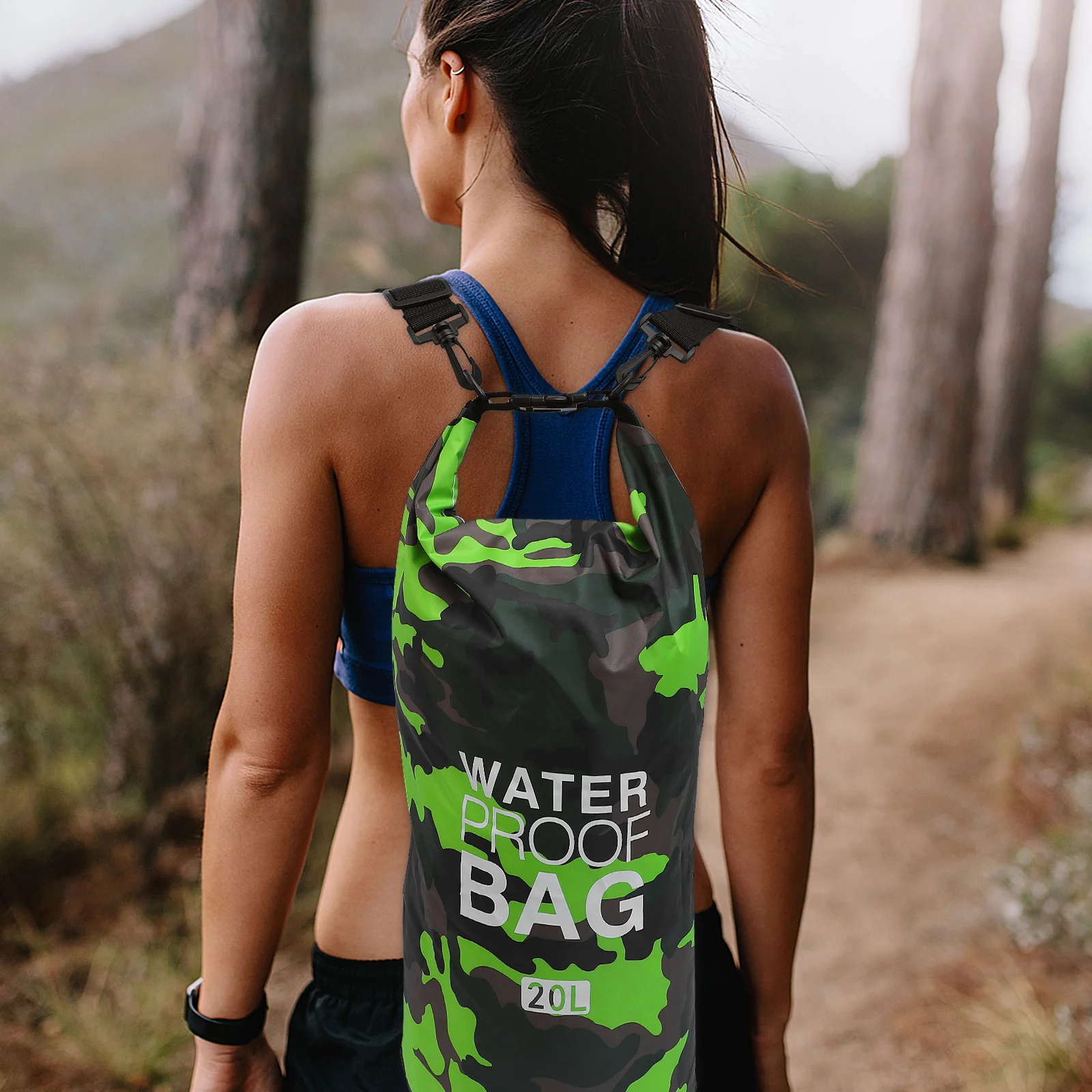 1Pcs Waterproof PVC Bucket Bag 20L Large Capacity Portable Beach Shoulder Bag for Outdoor Sports Swimming Kayaking Storage Pouch