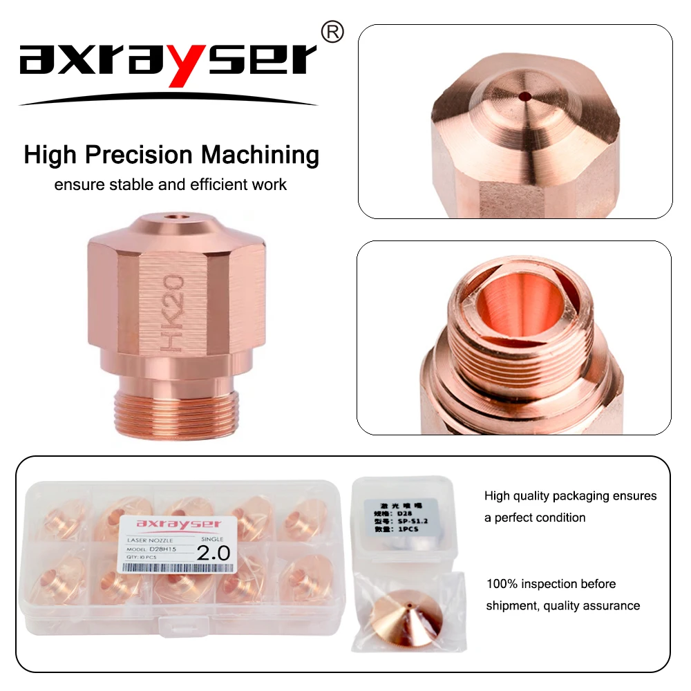 Axrayser Laser Nozzles NK HK Series Single Double Layer Caliber 0.8-4.0mm Thread M10 for Fiber Cutting Head HK15 3-01912