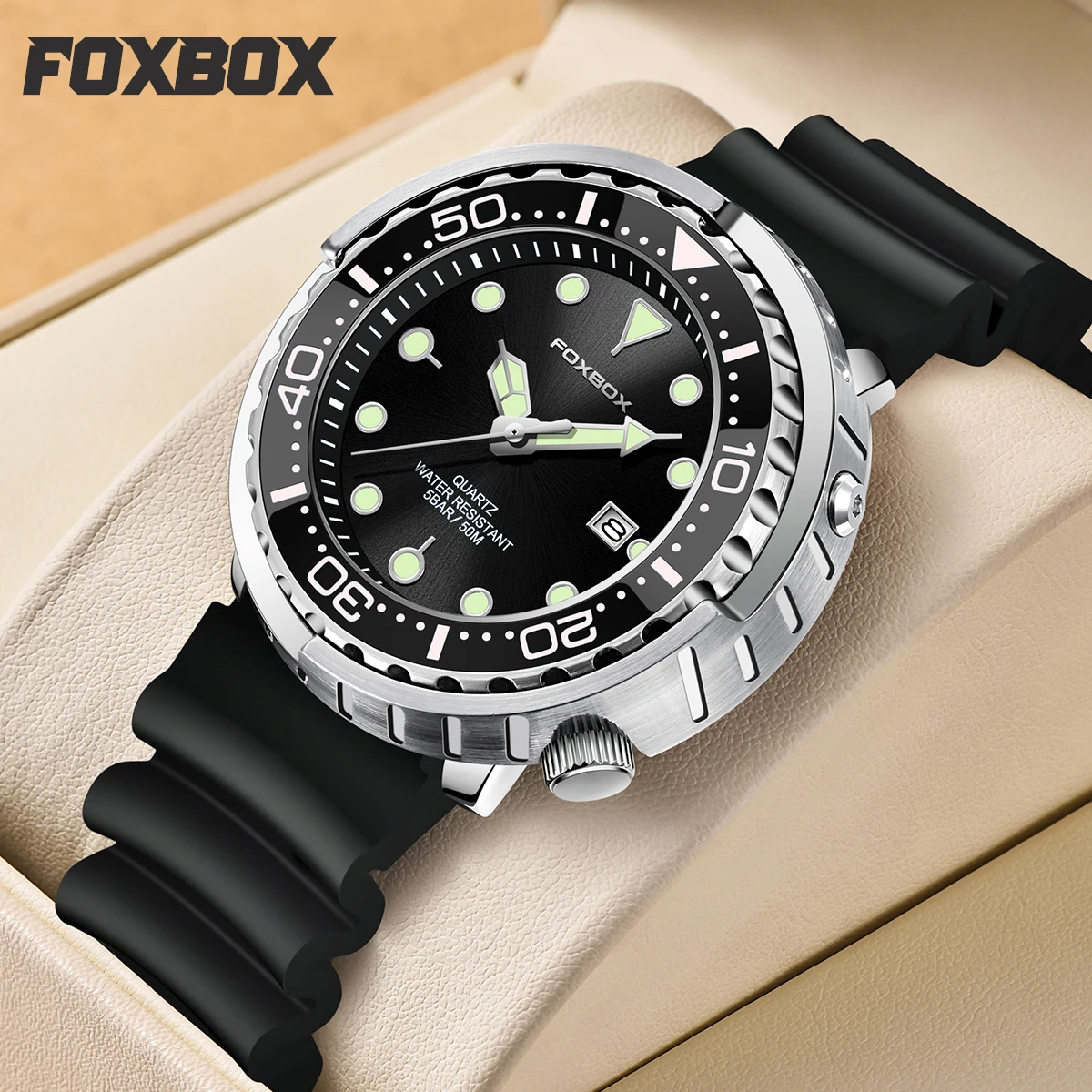 Lige foxbox mode mann uhr 50atm wasserdicht datum lässig sport quarz herren uhren armbanduhr einfache uhren relogio masculino