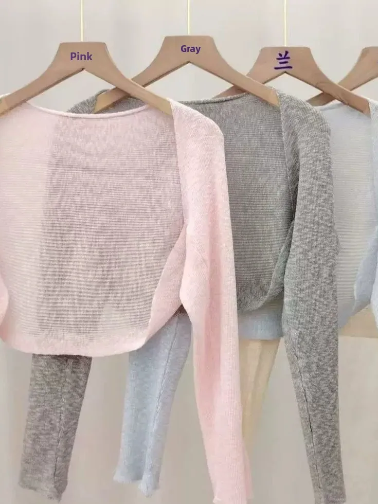 

Summer Thin Knitted Long Sleeve Sun Protection Cover up Cardigan Women's Outerwear Casual Style Air Conditioning Shirt