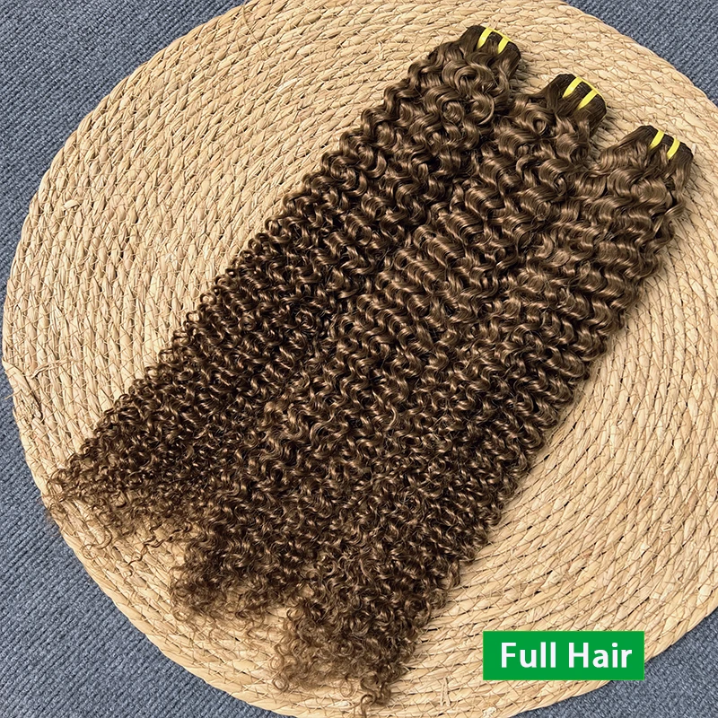 # 4 حزم بني شوكولاتة مجعد عميق 100% شعر بشري 1/2/3/4 حزم صفقة بورمية مجعد ريمي عذراء وصلات شعر جيري مجعد