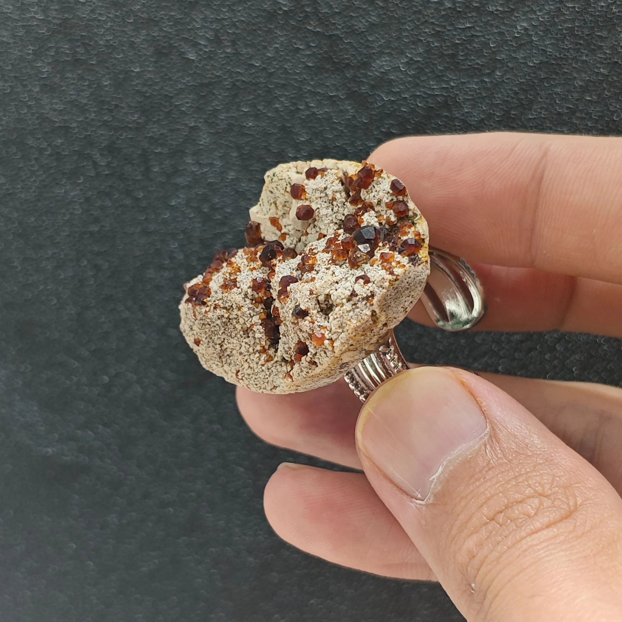 Natural Raw Garnet Mineral Cluster Open Ring Gemstone Specimen Adjustable Alloy Ring Statement Jewelry