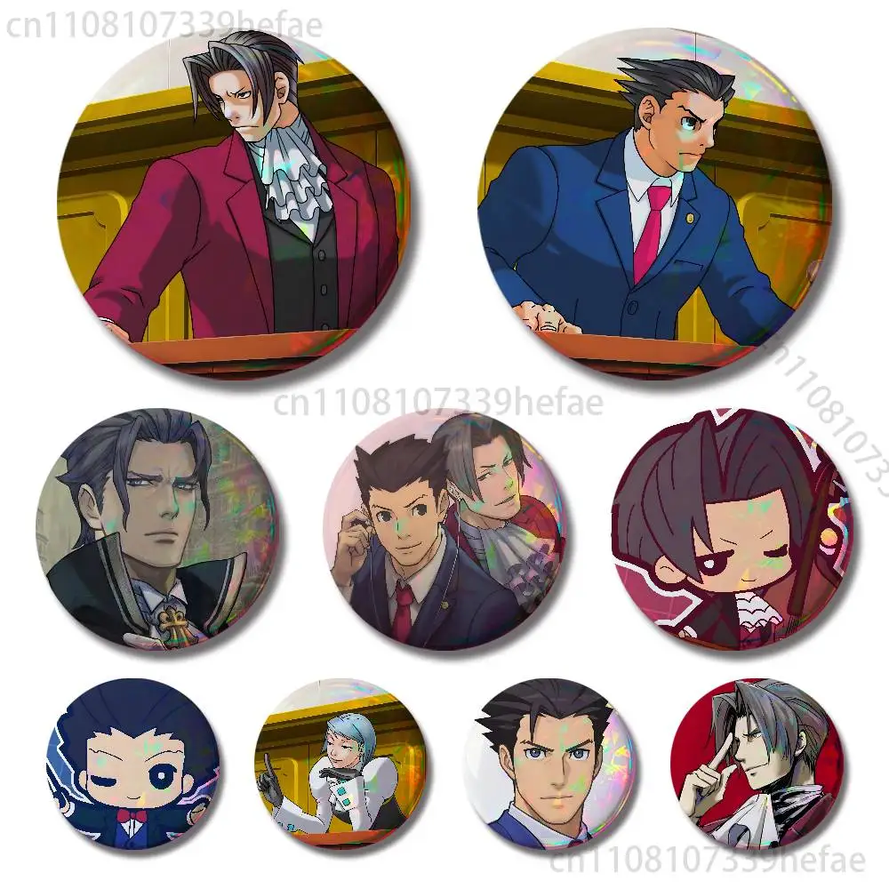 Game A-Ace A-Attorney Badges 25 32 44 58 75 mm Round Cosplay Pin Bag Decor Fans Collect Friends Gifts Brooch Souvenir