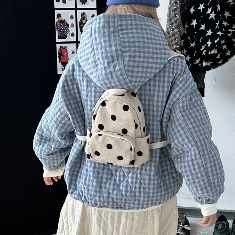 

Модный милый Y2K стиль Харадзюку, черно-белые пятна, кавайный мини-рюкзак, кошелек для телефона, сумка для хранения, женская сумка, школьный портфель, кошелек