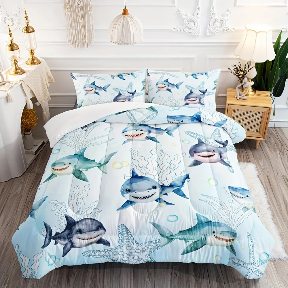 Benthos Bettwäsche-Sets, Hai-Bettbezug-Sets, Twin Full Queen, King-Size-Kissenbezug für Kinder und Erwachsene, Geschenk, Dekoration für Schlafzimmer, Gästebett – Detail 2