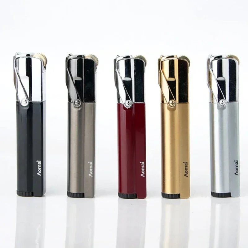 New AOMAI Portable 1300°C Compact Jet Turbo Torch Butane Gas Lighter Strip Adjustable Fire Windproof Metal Cigar Lighter Smoking