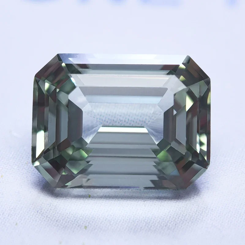 

Lab Grown Sapphire Green Color Emerald Cut Gemstone For Charms DIY Ring Necklace Earrings Materials Selectable AGL Certificate