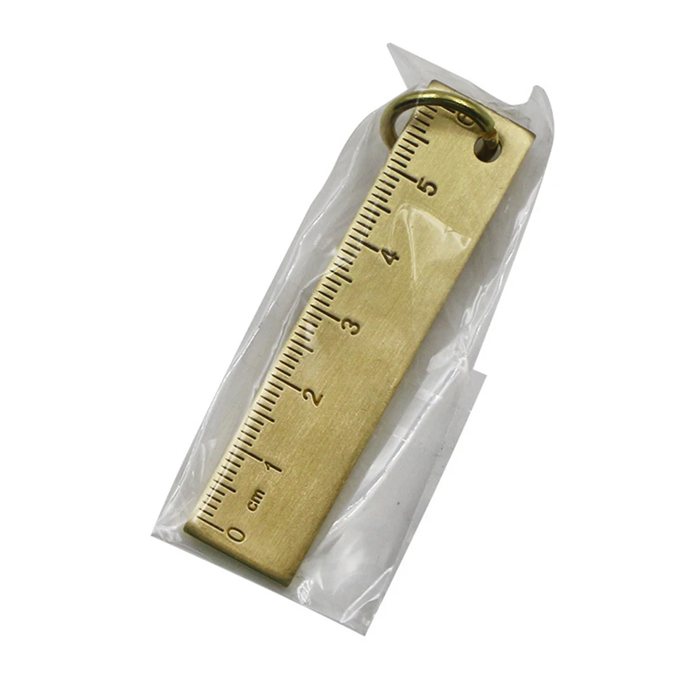 Measuring Tool Ruler Drafting Supplies 6cm Brass Copper Craft Hardware Key Pendant Number Plate Straight Ruler