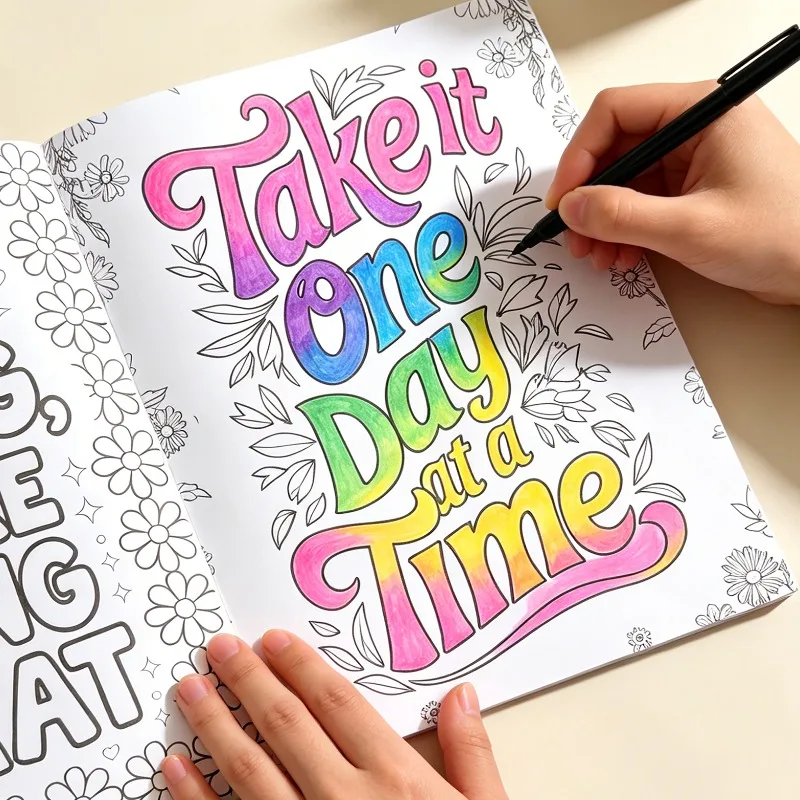Adult Stress Relief Mental Health Coloring Book 32 Pages of High-definition Pages and Motivational Words Cheer Yourself Up