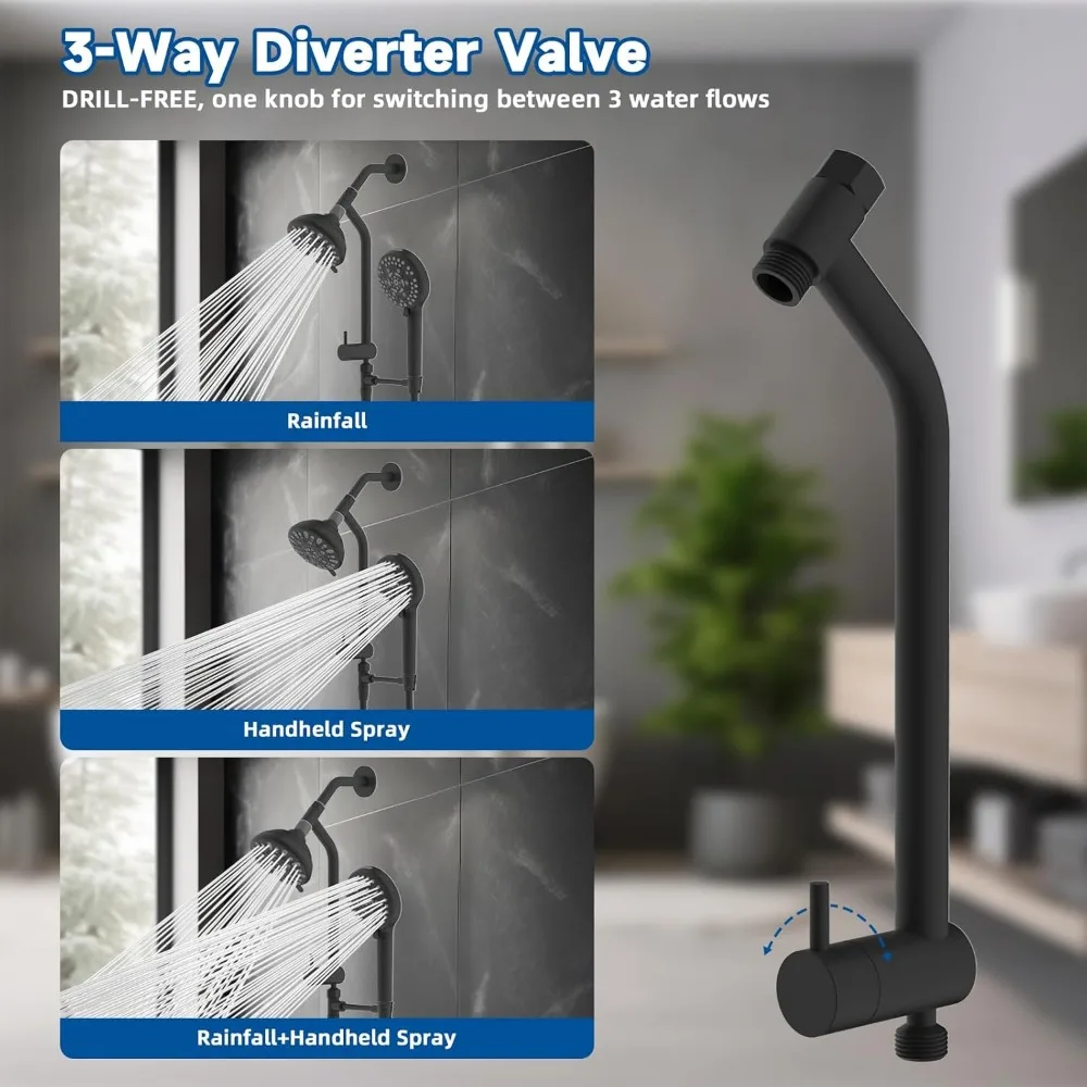 Комбинированная двойная ручная насадка для душа, 3-сторонний ручной душ высокого давления с 10 настройками и тропическим душем, отдельно или вместе, 2 в 1 душ