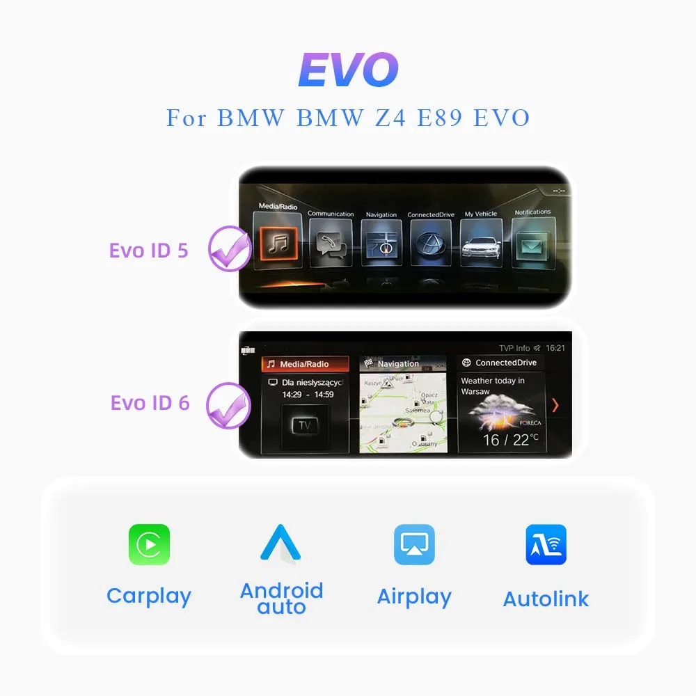 BONROAD Draadloze CarPlay Android Auto Interface Module voor BMW Z4 E89 CIC EVO Systeem met Mirror Link Airplay Bluetooth GP Muziek