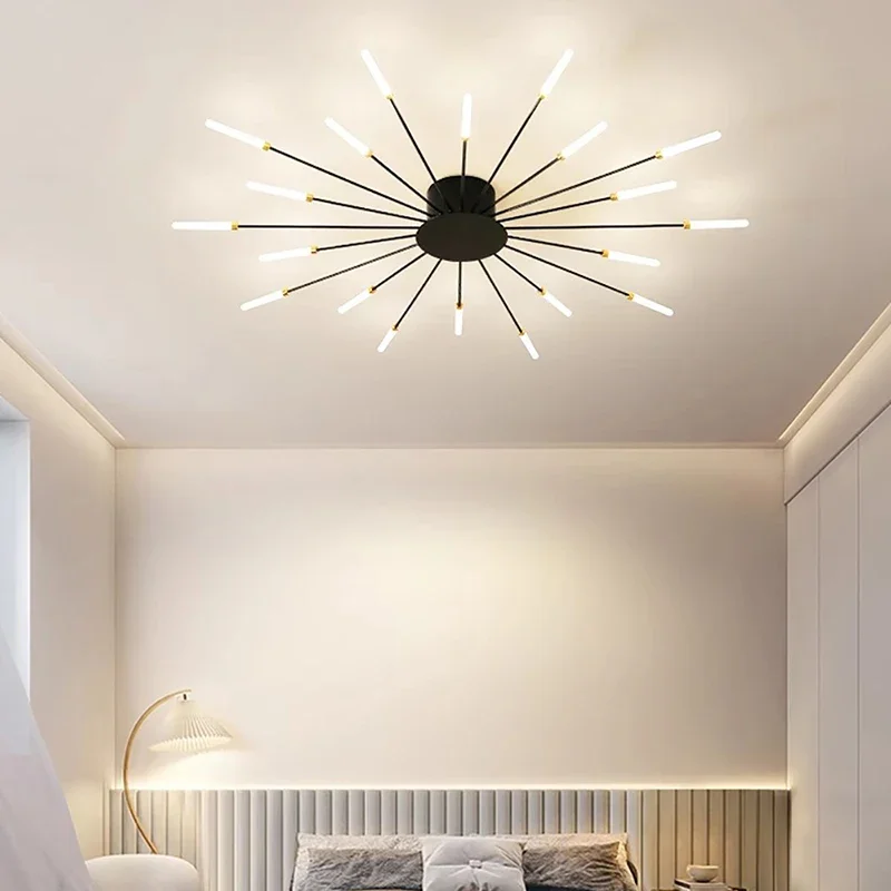 Modern LED Ceiling Light Multi Black Gold Sun Flower Lamp For Living Room Study Dining Rooms Bedroom Illumination Fixture Lustre