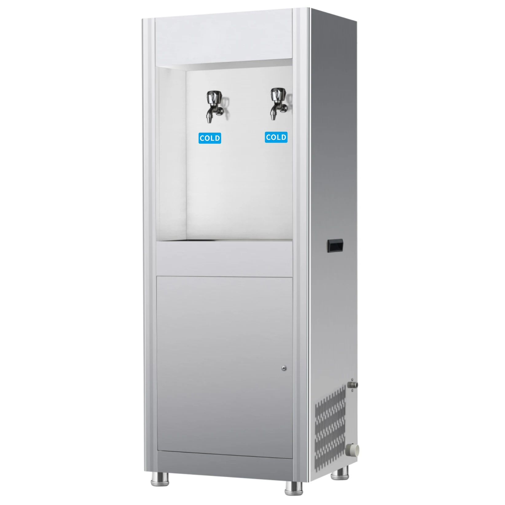Pendingin Air Stainless Steel Berdiri Sendiri, Dispenser Air Dingin Komersial untuk Kantor, Sistem Pipa Langsung, Tempat Minum