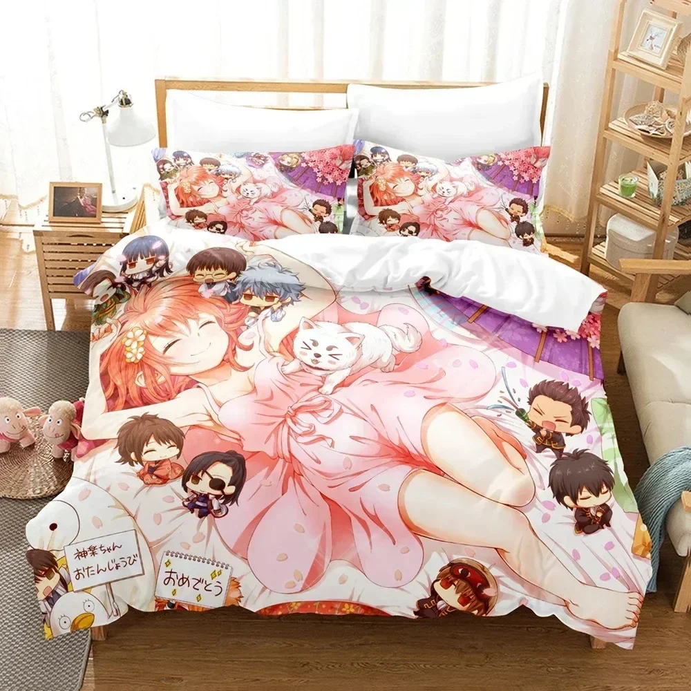 Gintama Anime Gintoki Sakata Bedding Set 3D Printed Suitable for Bedroom Duvet Cover Set With Pillowcases Kids Home Textile
