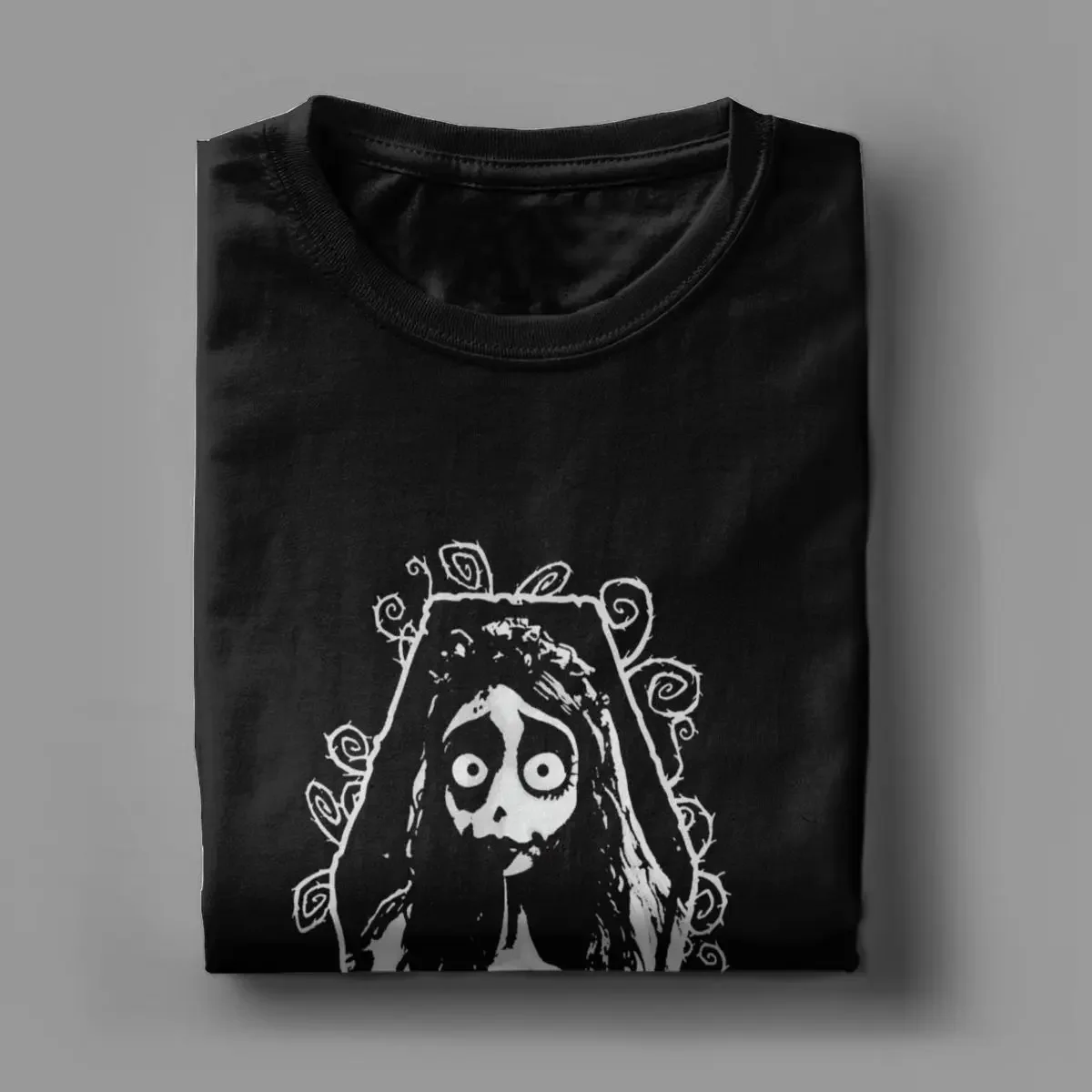 Corpse Bride Emily Coffin Frame T Shirts Men\'s Pure Cotton Vintage T-Shirts Crewneck Tees Short Sleeve Clothes Plus Size