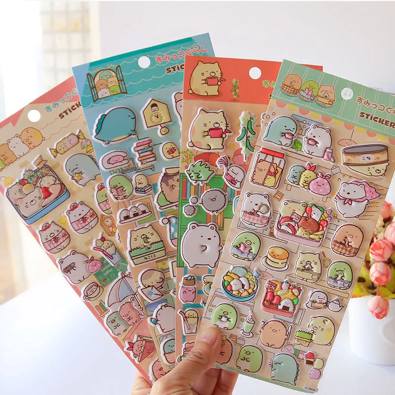 

4 шт. Kawaii Sumikko 3d пузырьковые наклейки Сакура креативный чехол для телефона «сделай сам» для девочек украшение для камеры детская игрушка-награда