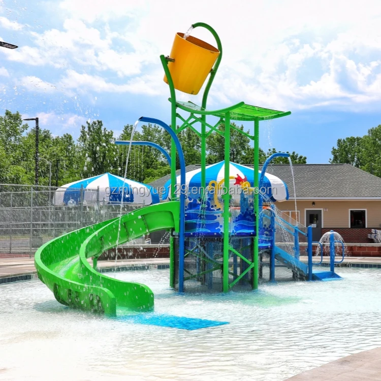 Commercial Outdoor Playground Water Slides Kids Water House with Spray Bucket for Swimming Pool