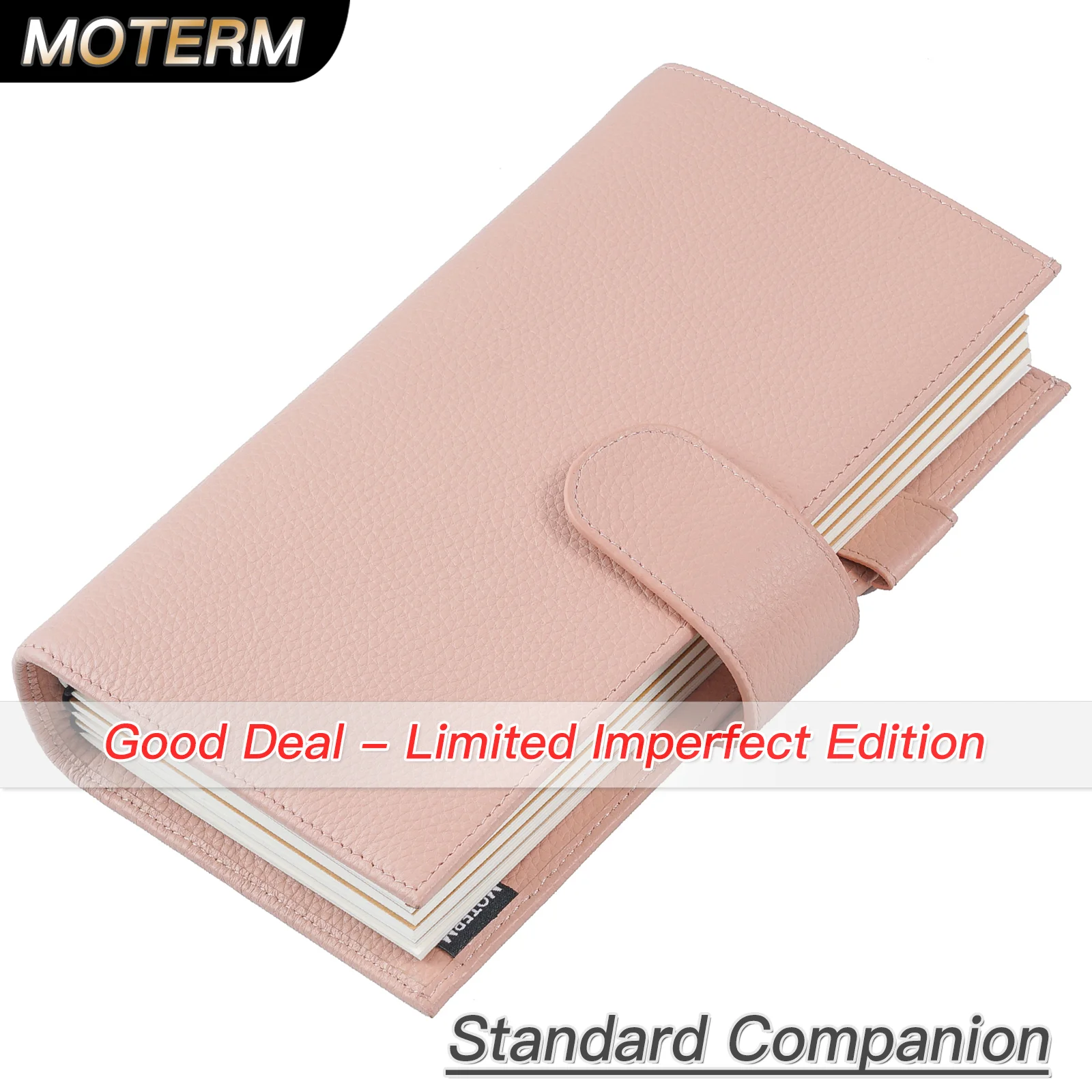 Limited Imperfect Moterm Companion Travel Standard Size TN Notebook Genuine Cowhide Organizer with Back Pocket and Clasp Design