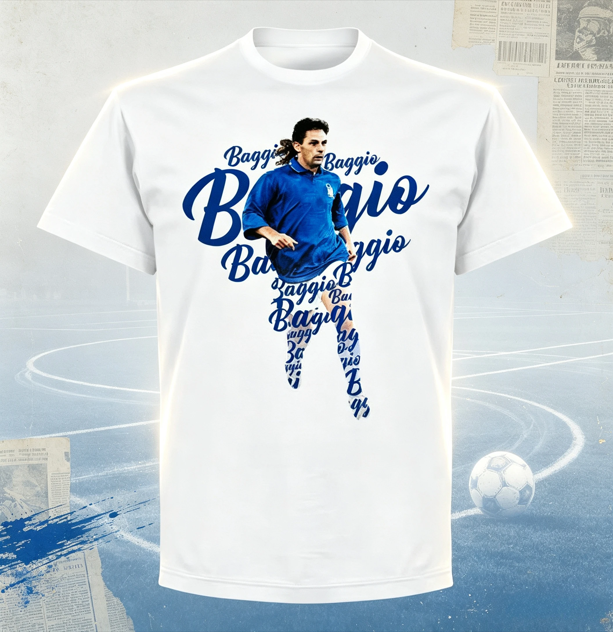 star player 100%cotton men's football Tshirt Roberto Baggio Commemorative shirt Summer Unisex oversized Short Sleeve shirt