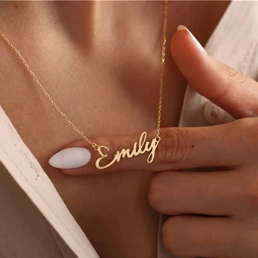 Personalized Custom Name Necklace Fashion Stainless Steel Jewelry for Women Gold Chains Pendant Choker Gifts Collares Para Mujer