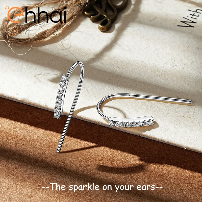 

Ehhai Full Round Cut 1.3mm Moissanite Piercing Hook Stud Earrings for Women Real S925 Sterling Silver Fine Jewelry Gifts Aretes