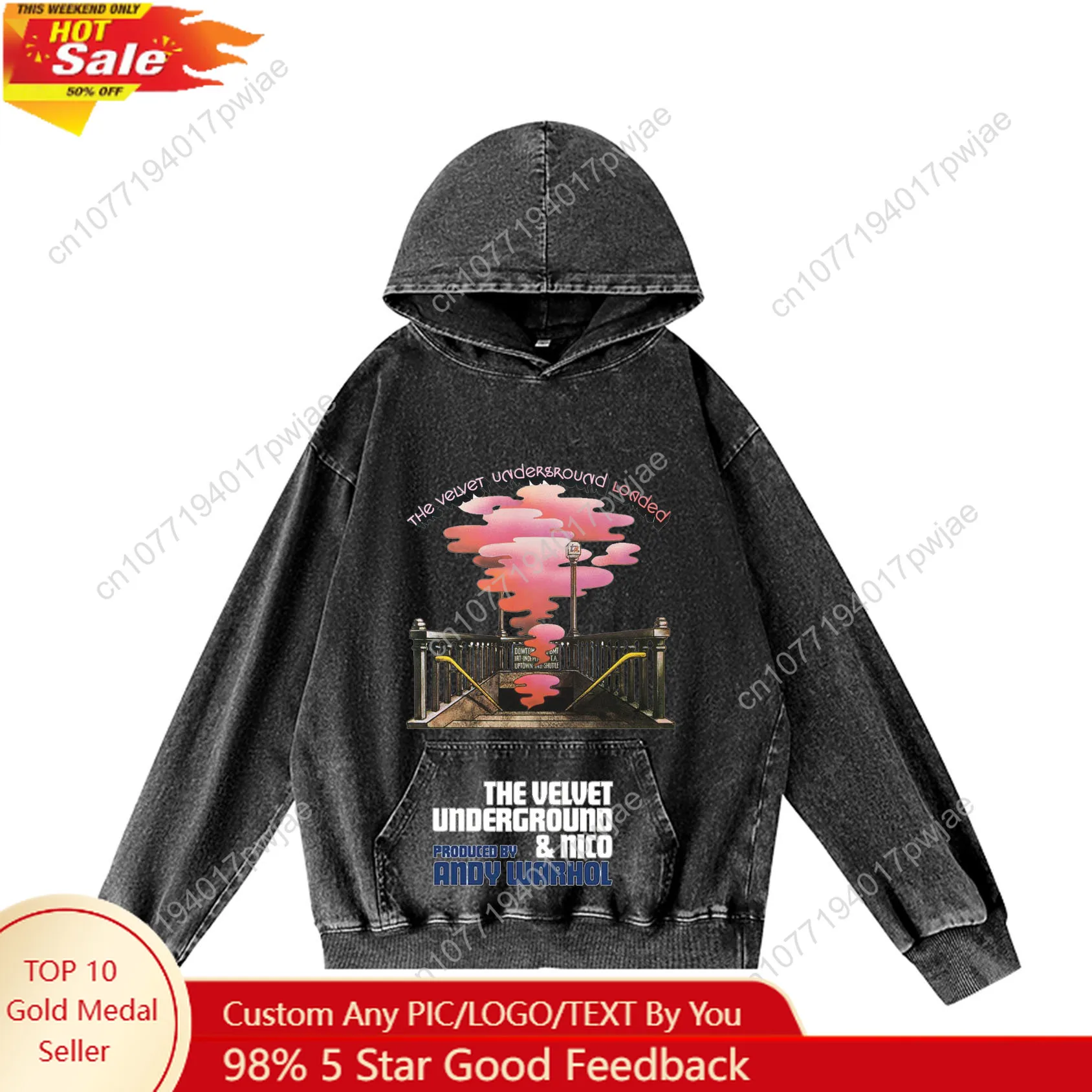 

The Velvet Underground Hoodie Hooded Sweatshirt Men Woman Vintage Pullover Sweatshirt With Pocket Oversized Customized Top