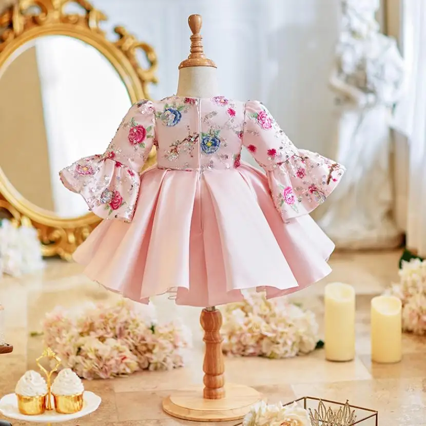 Girls Party Dresses A4390 Vestidos Bridesmaid Dresses New Children's Evening Gown Host Piano Performance Wedding Birthday