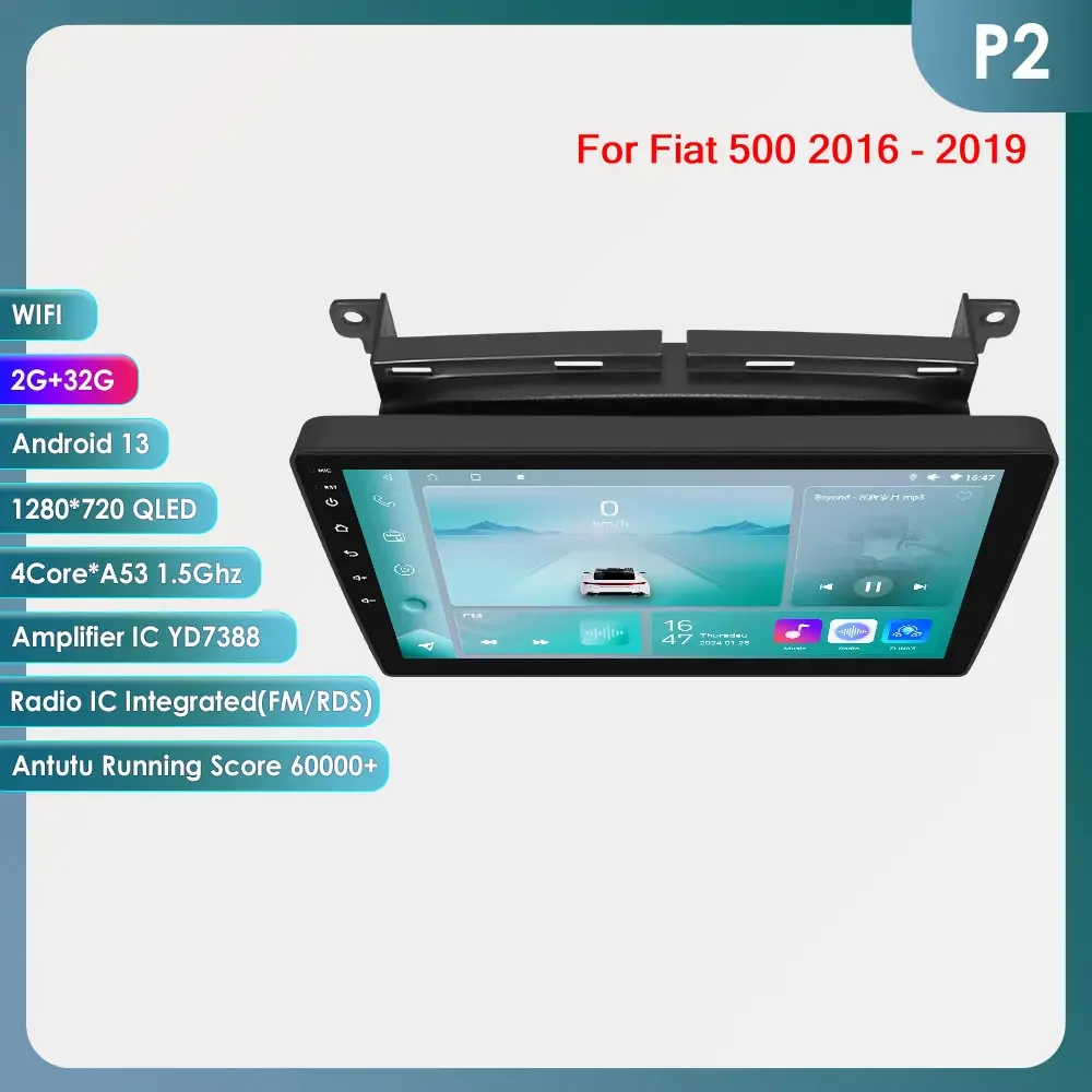 Hizpo 9 ''Draadloze Carplay Android Auto Auto Multimedia Speler Voor Fiat 500 2016 2017 2018 2019 Carplay 4G Autoradio 360 ° Camera