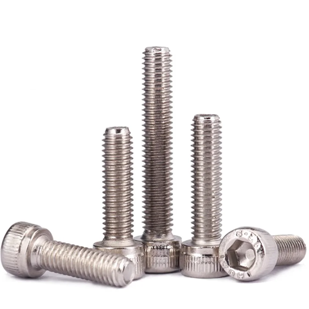 5/10/20/50pc Full Thread Screw M2 M2.5 M3 M4 M5 M6 M8 M10 M12 Grade 12.9 Nickel Plated Hexagon Hex Socket Cap Head Bolt L=3-50mm