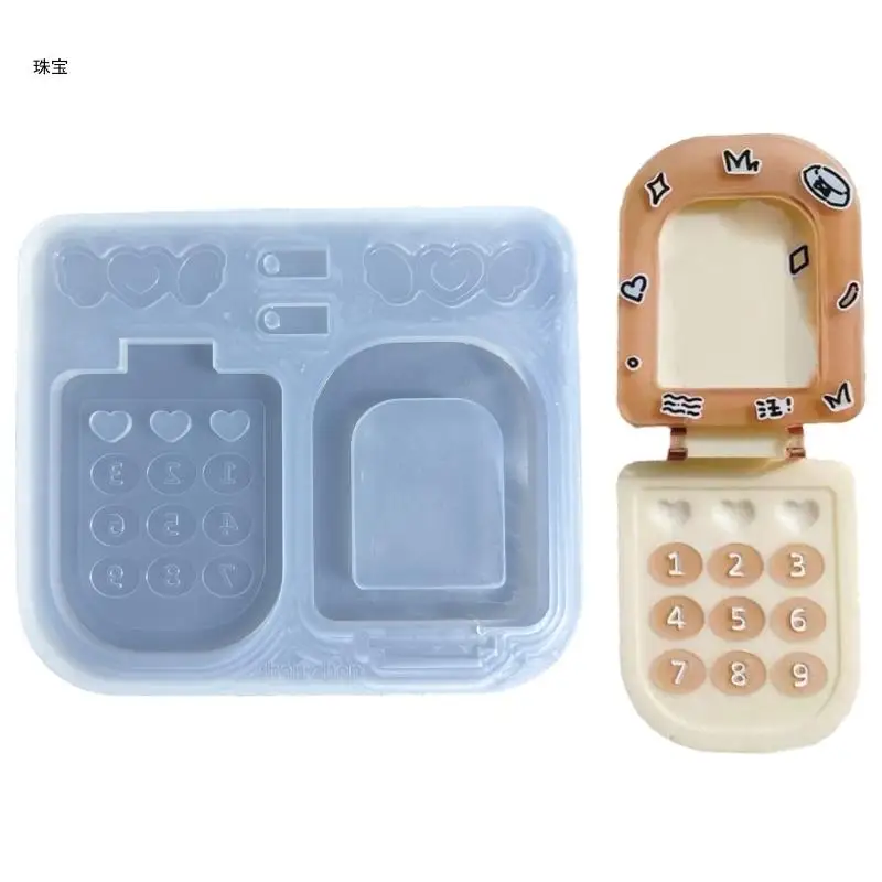 

X5QE Easy to Clean Silicone Mold Foldable Phone Mould Versatile Jewelry Accessory Casting Mould for DIY Lovers