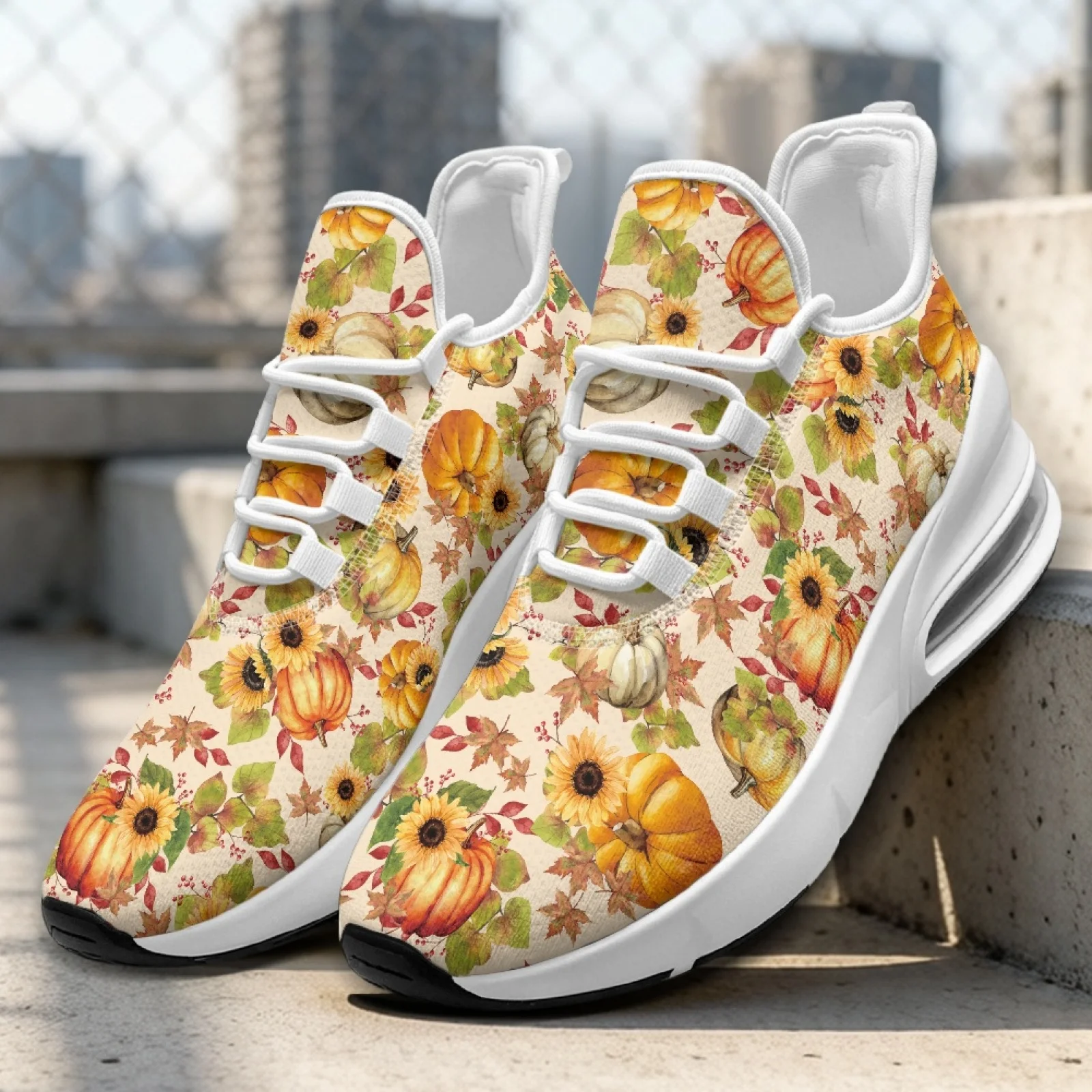 PENSTROLL Pumpkin Sunflower Breathable Running Walking Shoes Comfortable Summer Mesh Sneakers for Gym Women