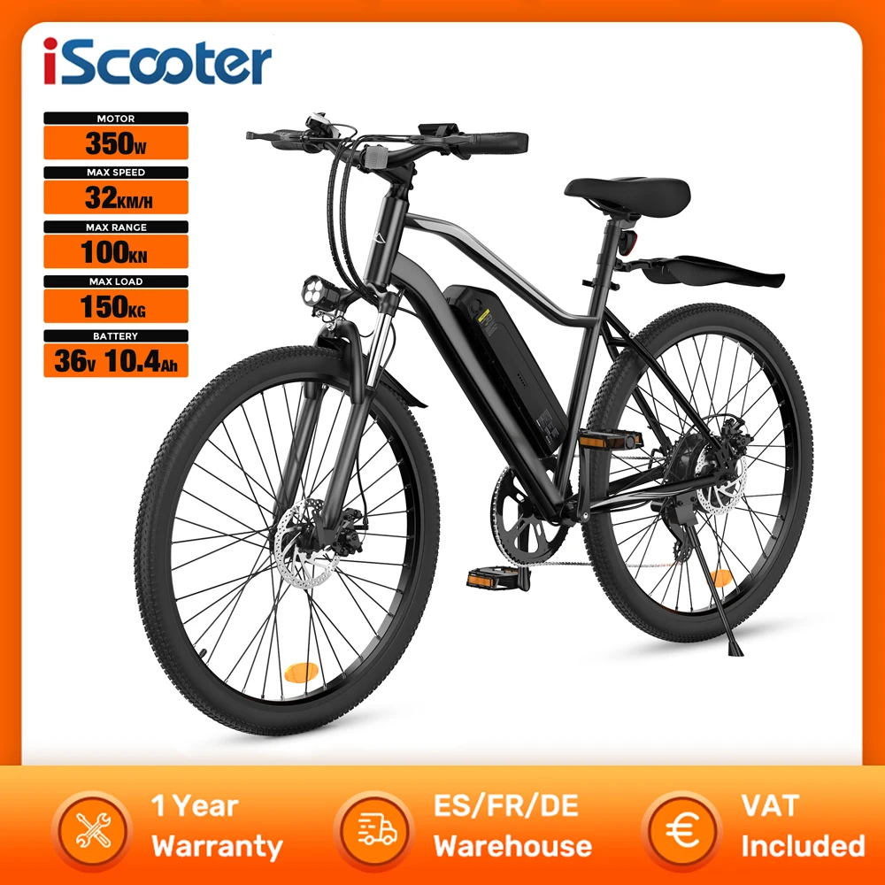 iScooter EB3 Electric Bicycle Adult 350W 36V 10.4AH Electric ebike Speed 32km/h Mileage 70-100KM 26inch Powerful Off-road E-bike