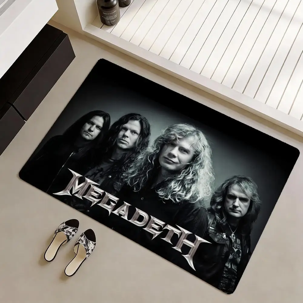M-Megadeth Rock Band Floor Mat Soft Flannel Non-Slip Door Mat - Thickened Rug for Living Room Home Decor