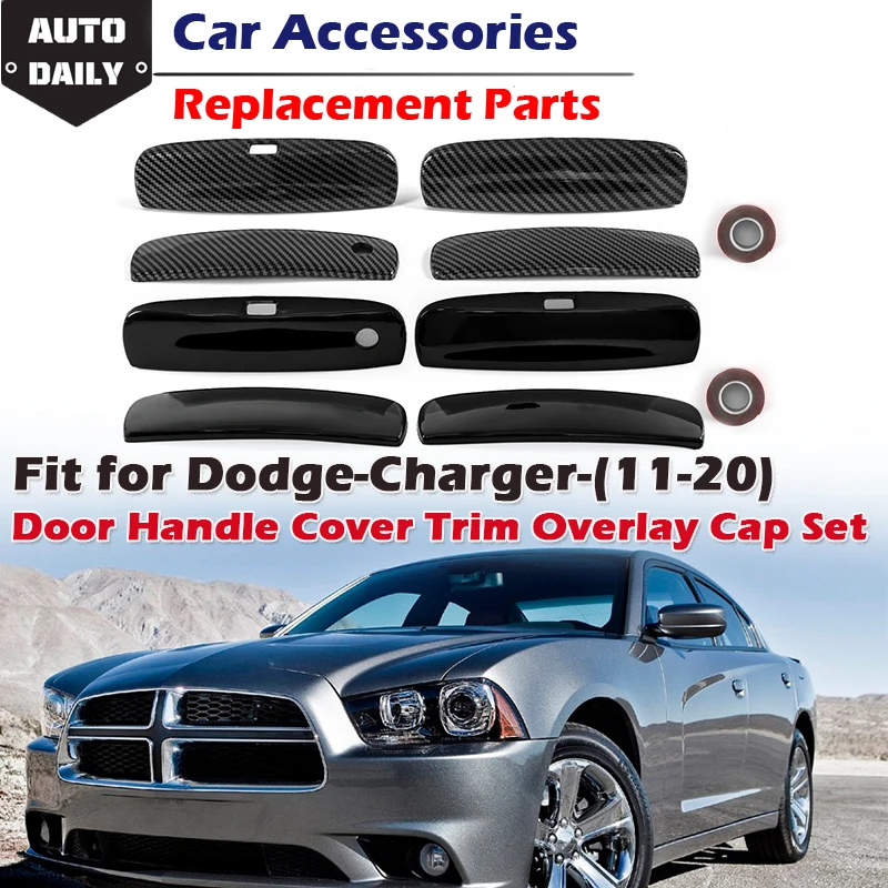 

Fit For Dodge Charger Warhorse SRT RT 2011-2021 4pcs Car Door Handle Cover Trim Prevent Scratching Black Carbon Fiber Look