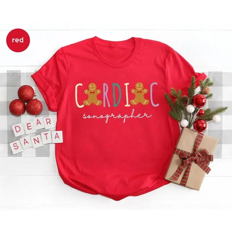 Cardiac Sonographer Christmas T Shirt Funny Medical Holiday Gingerbread Cute Xmas Healthcare For Her