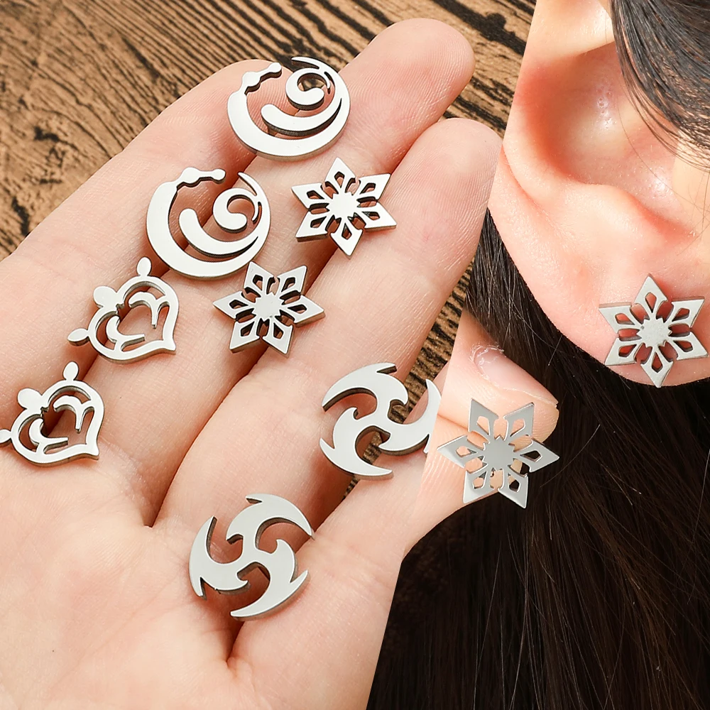 Genshin Impact Vision Earrings for Women Stainless Steal Stud Earring Fans Birthday Gift Jewelry