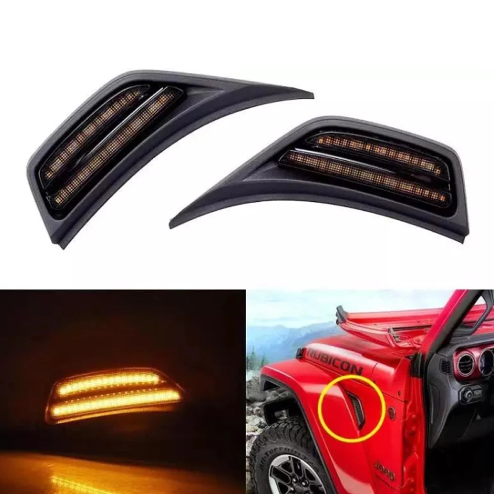 Car Fenders Light Side lights 1 Pair for Jeep Wrangler JL 2018-2023 LANTSUN JL1218