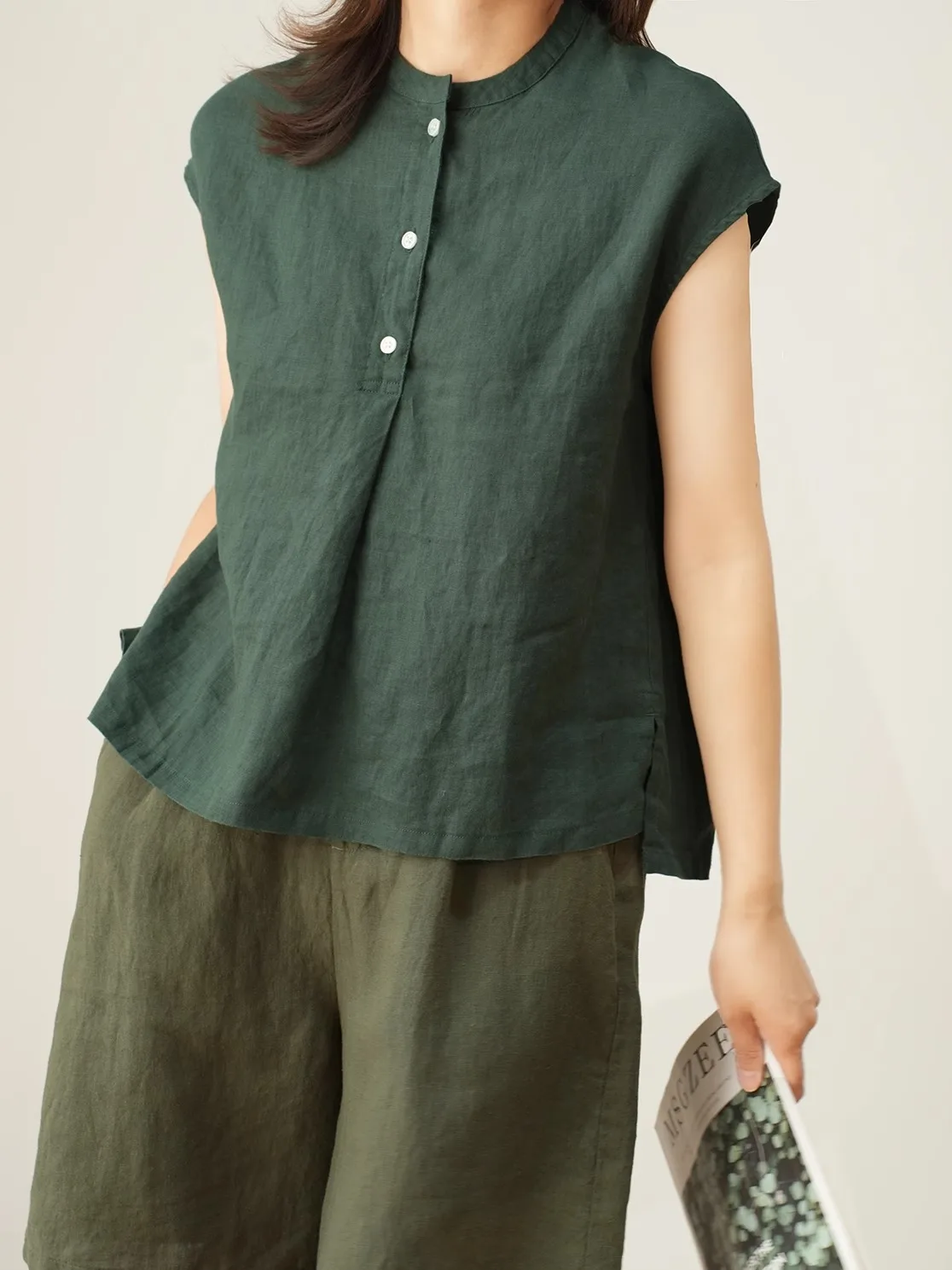 الصيف القطن الكتان 2024 جديد Sle irt بلوزة صغيرة ربيع الخريف Svel الراقية ort Sve المرأة Faion ملابس علوية #4