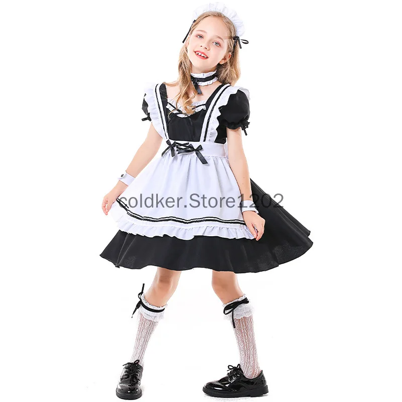 Schwarz weiß Schokolade Halloween Cosplay Kostüm für Mädchen niedlich süß lolita uinform ansprechende Bühne Kellner Party Dienst mädchen Kostüm