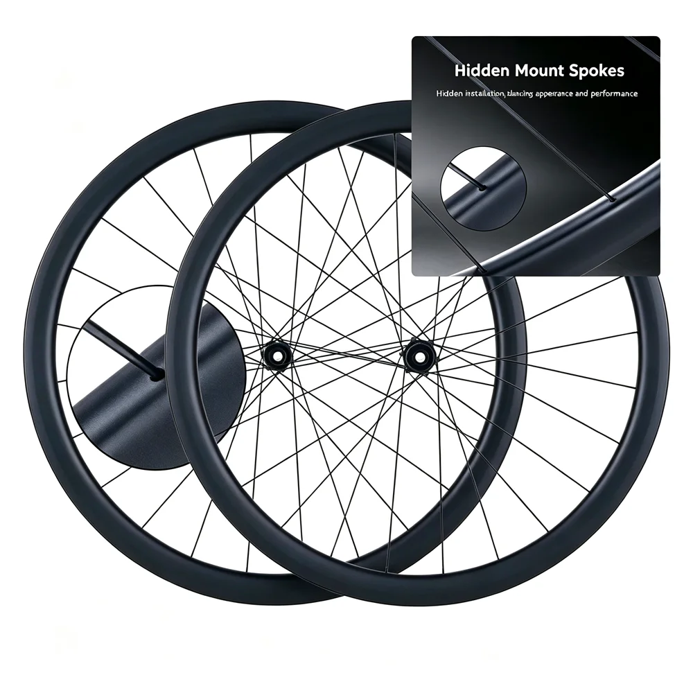 1375g Versteckte Speichen 700CT 1000 Carbon-Laufräder Scheibenbremse Carbon-Felge 36T Ratschen-Naben-Montage Center-Lock-Radnabe Rennrad-Laufradsatz Rennrad-Radsatz