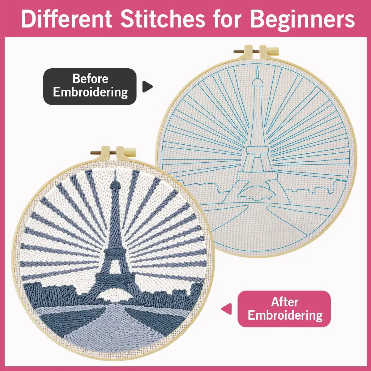 20X20CM/7,87 Zoll Turm-Sticknadel-Set, Stickerei-Kit, gestrickte Stickerei, DIY handgemachtes Geschenk, Nadelkunst – Detail 5