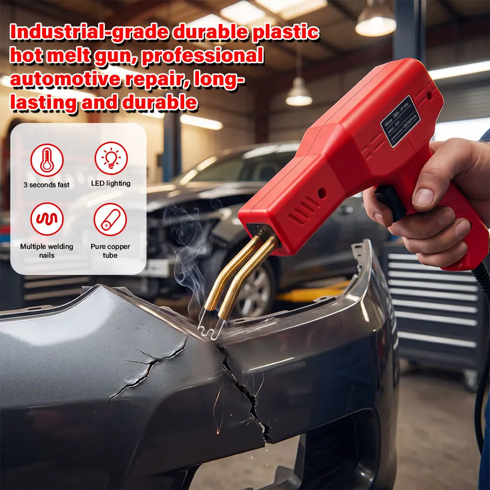 Soldador de Plástico Vermelho 50W, Pistola de Pregos Quentes com 200/400/800 Pregos, Kit de Reparo de Para-choques Automotivos, Ferramenta para Rachaduras, Pregador de Garagem, Máquina de Solda de PVC