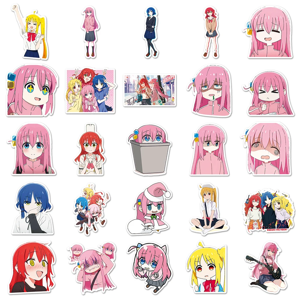 10/30/50PCS Anime BOCCHI THE ROCK Stickers Cute Cartoon Graffiti Decals DIY Laptop Phone Fridge Skateboard PVC Sticker Wholesale