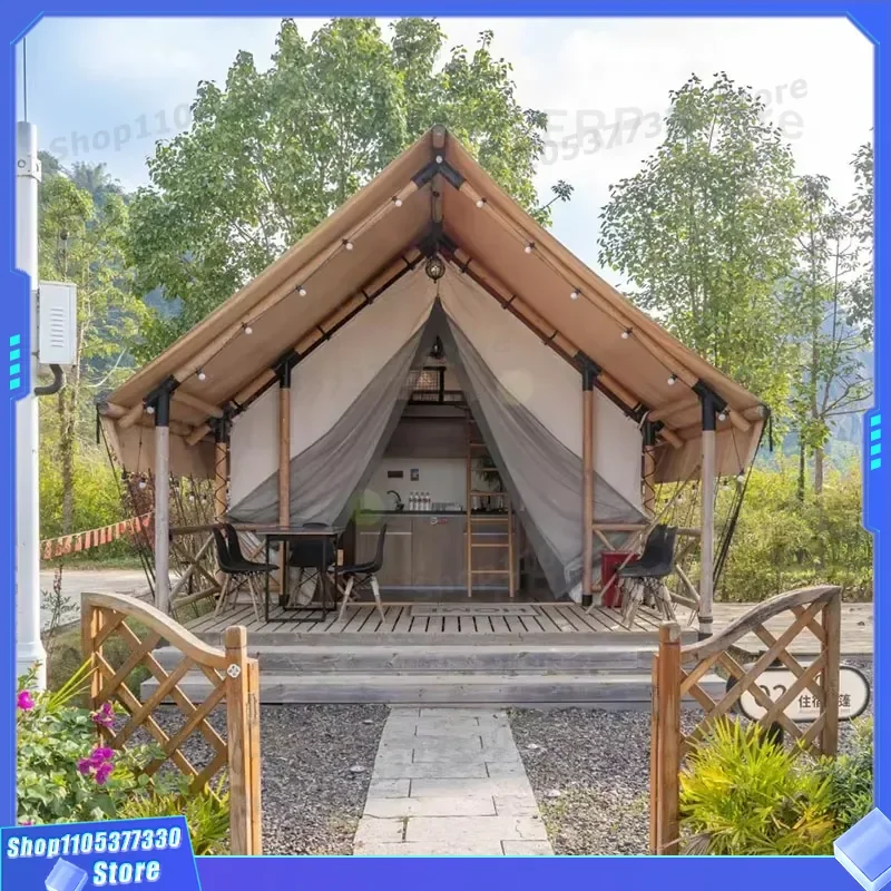 Heavy Duty Luxury Nomadic Canvas Tent Steel Frame PVC Coating Customizable for Garden Trade Shows Wooden Deck Insulation - view 6